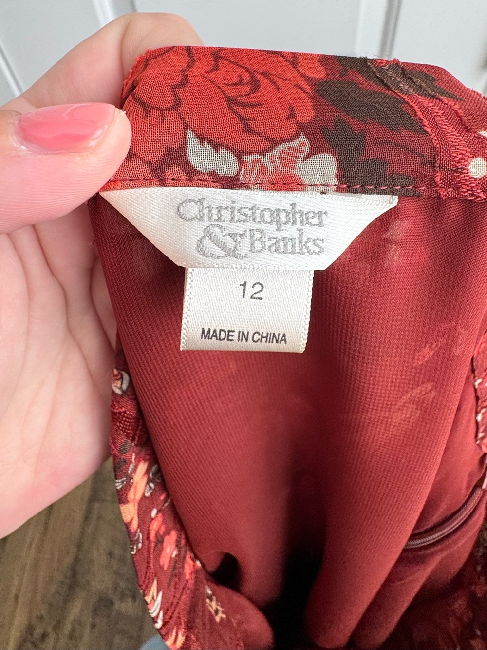 Vintage Y2K 2006 Christopher & Banks Rust Floral Chiffon Midi Skirt 12 - Picture 5 of 6